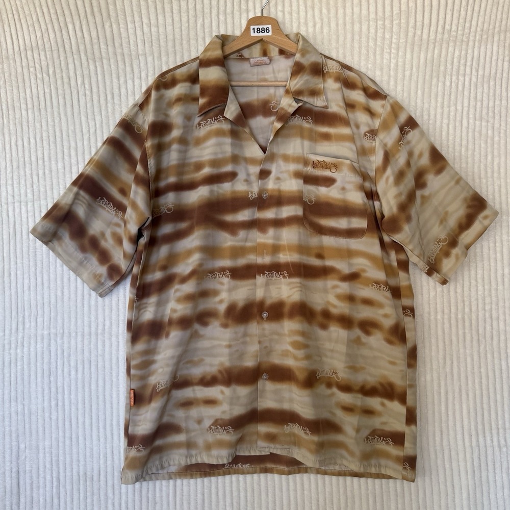 VTG 90s Southpole Button Up Shirt Sz Large Khaki Hip Hop Short Sleeve Plz See